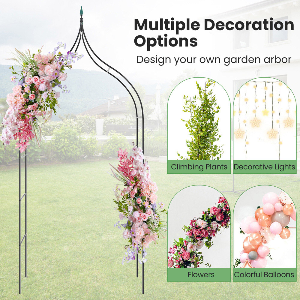 Costway Gothic Style Garden Arbor with Multiple Side Crossbars Image 5