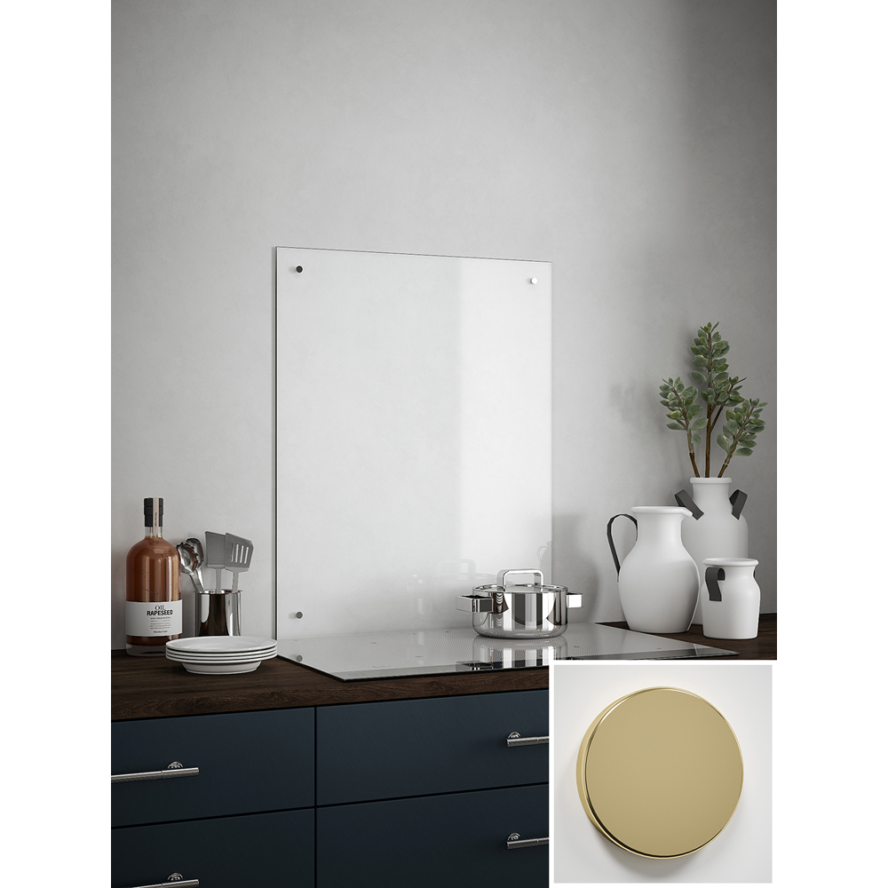 Clear Glass Kitchen Splashback with Brass Caps 600 x 750 x 4mm Image 4