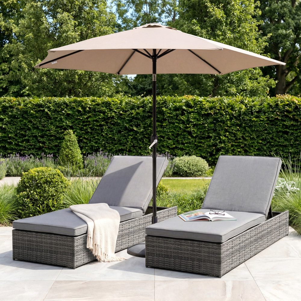 Charles Bentley Rattan Sun Lounger Grey Image 4