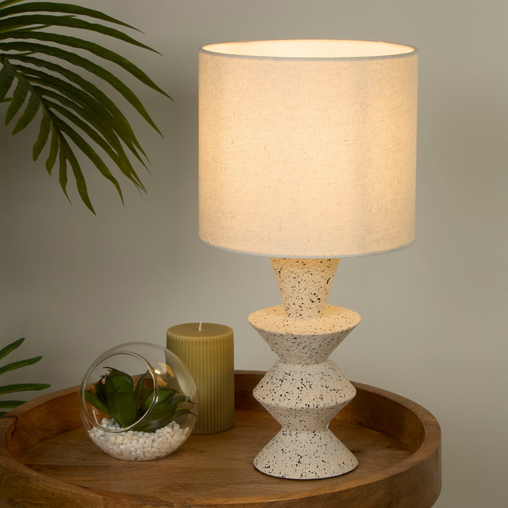 Lighting Collection Conway Natural Shade Stone Finish Table Ceramic Table Lamp Image 2