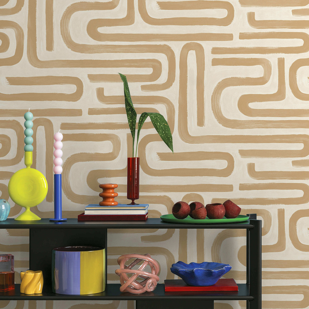 Holden Decor Brushed Geo Orange Wallpaper Image 4