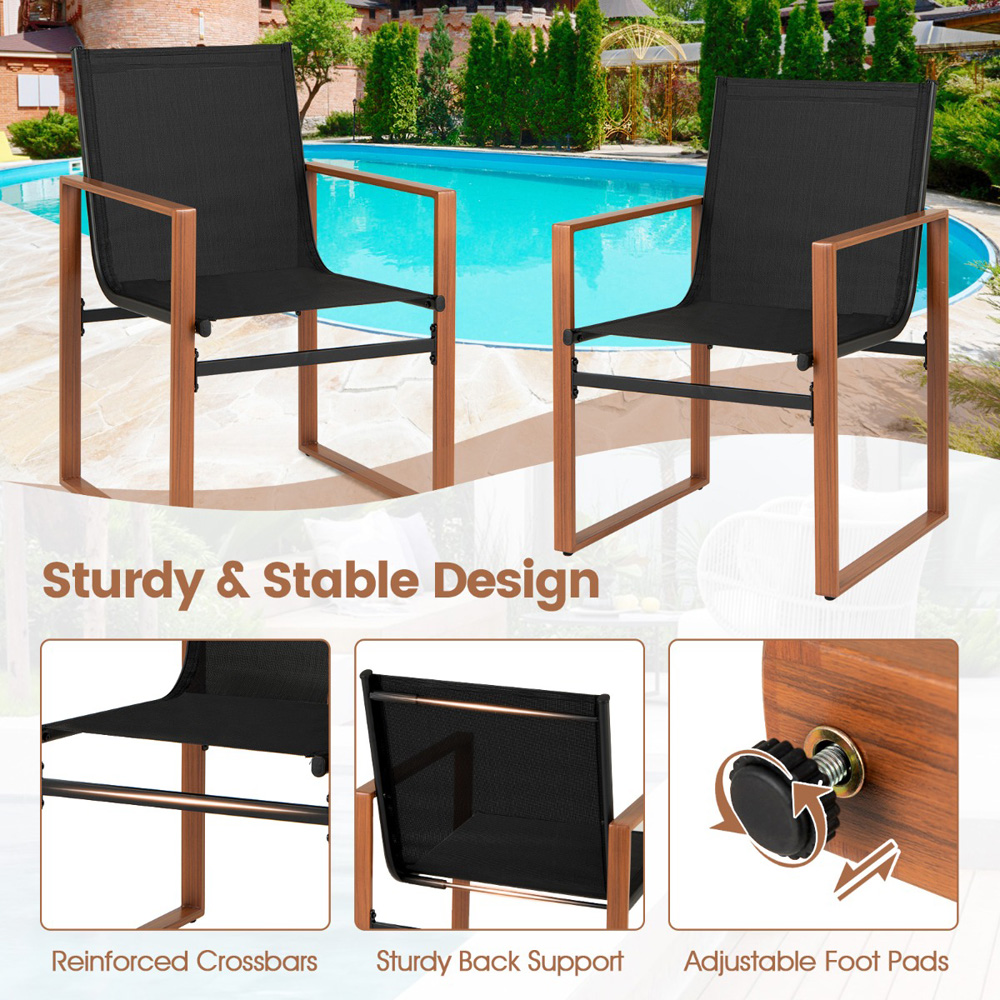 Costway Set of 2 Black Outdoor Dining Chairs Image 6