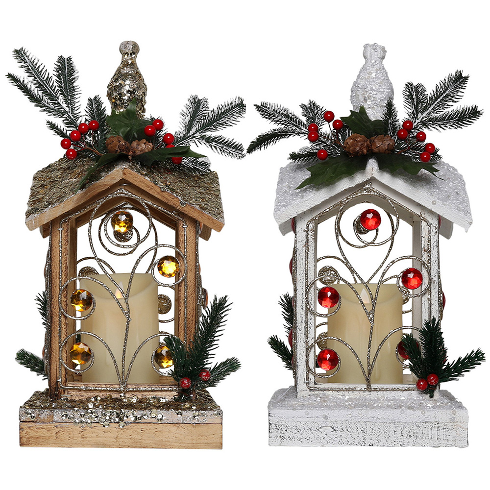 Single Jewelled Wooden LED Candle Light Decoration in Assorted styles Image 1