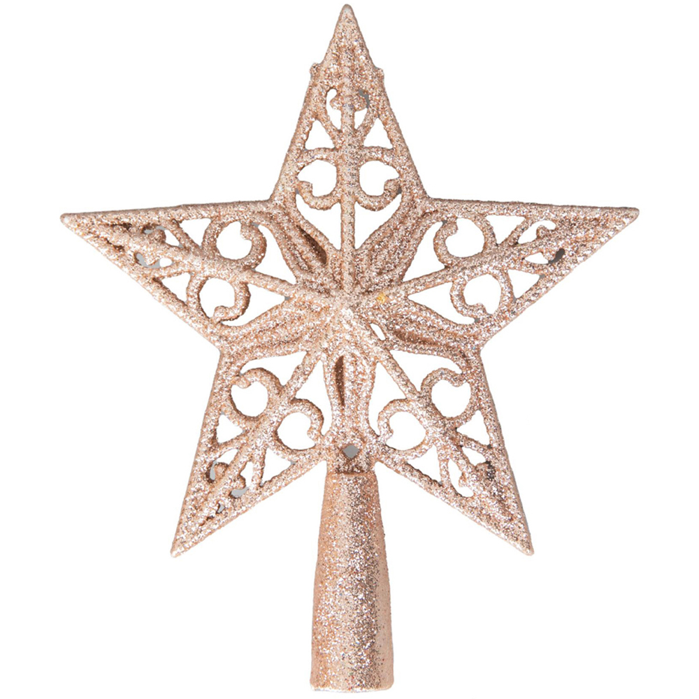 Shatchi Rose Gold Glitter Star Tree Topper Image 1