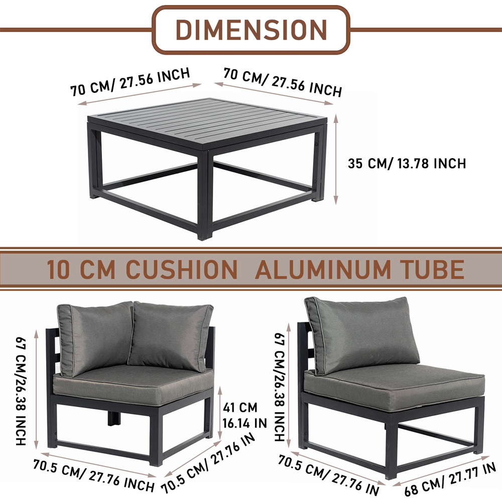 Furniture One 6 Seater L Shape Aluminium Garden Corner Sofa Set Image 4