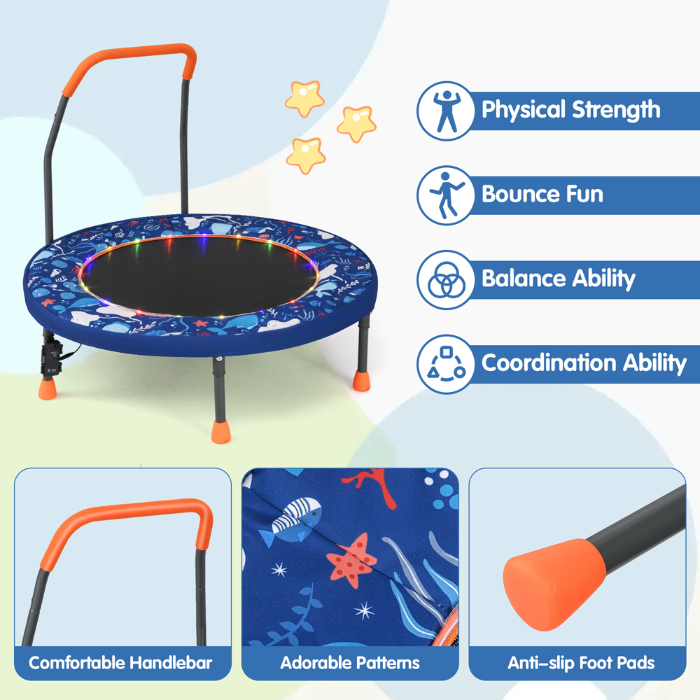 Costway Navy Kids Folding Mini Trampoline Image 7