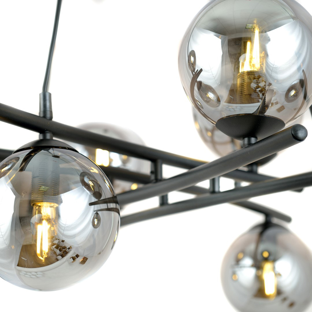 Emibig Essa 8 Light Graphite Shade Black E14 Ceiling Pendant Light Image 6