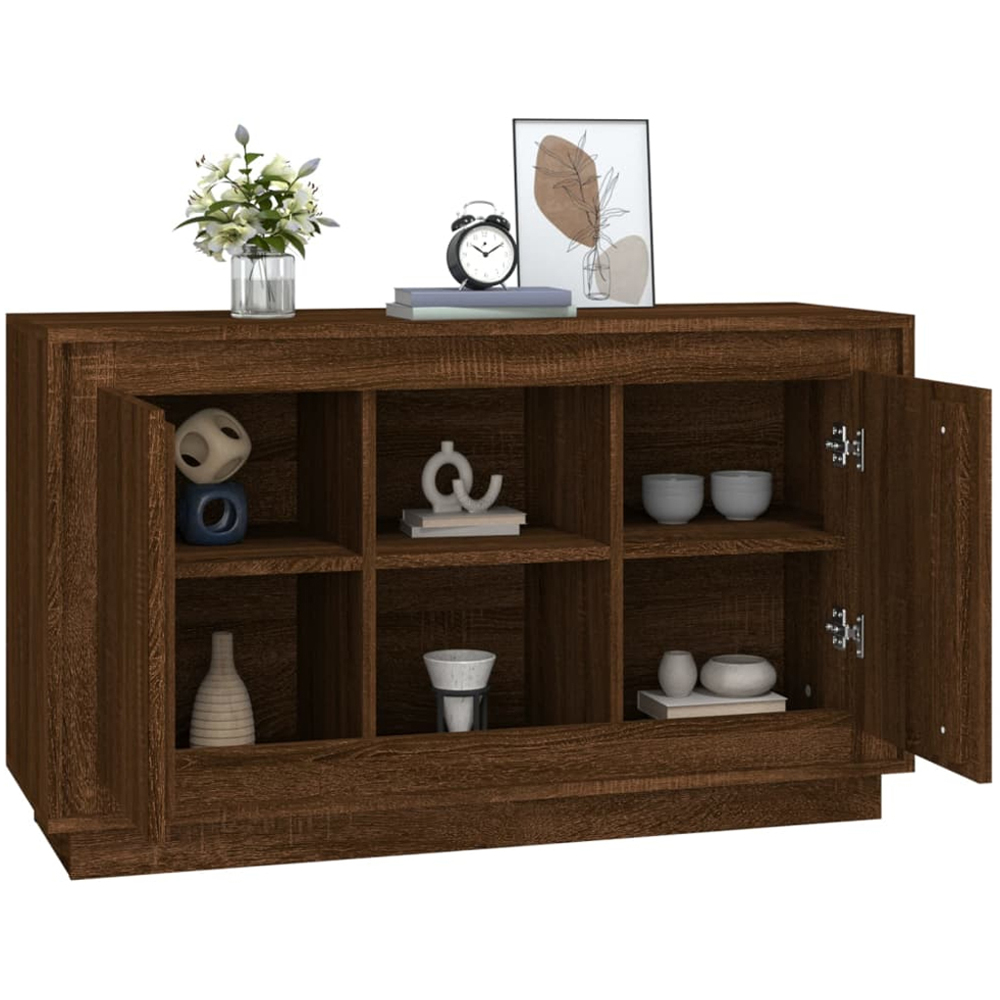 vidaXL 2 Door 2 Shelf Brown Oak Sideboard Image 4