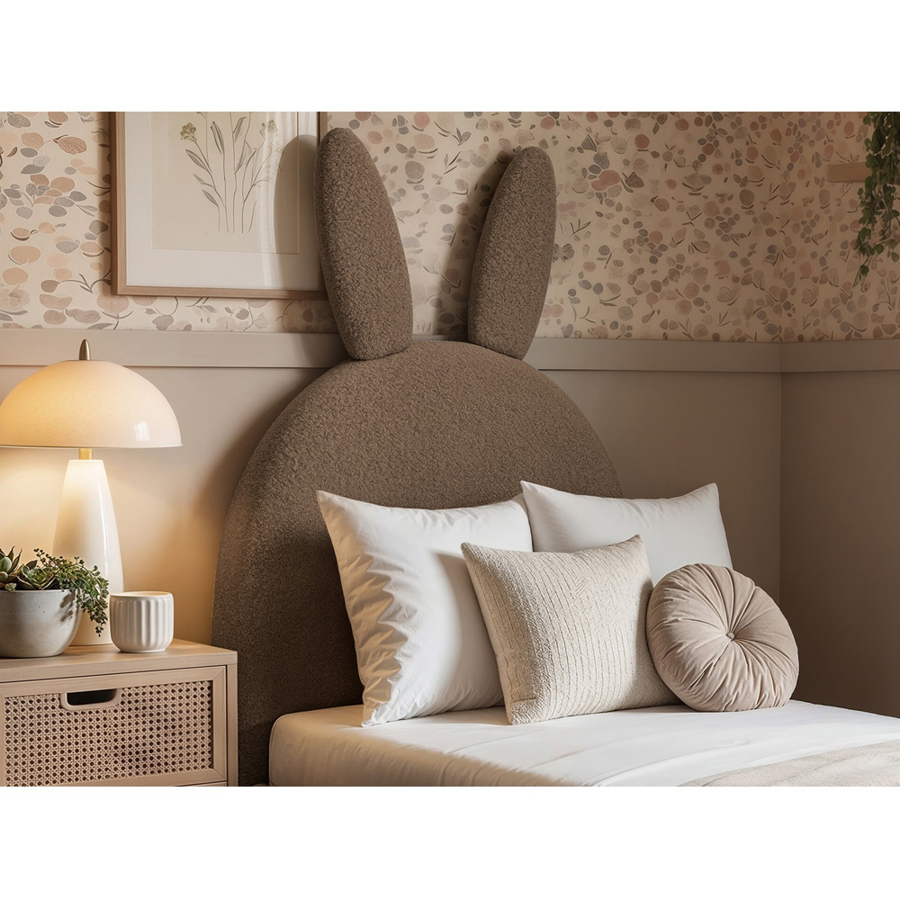 Flair Lapin Single Brown Boucle Bed with Bunny Headboard Image 4