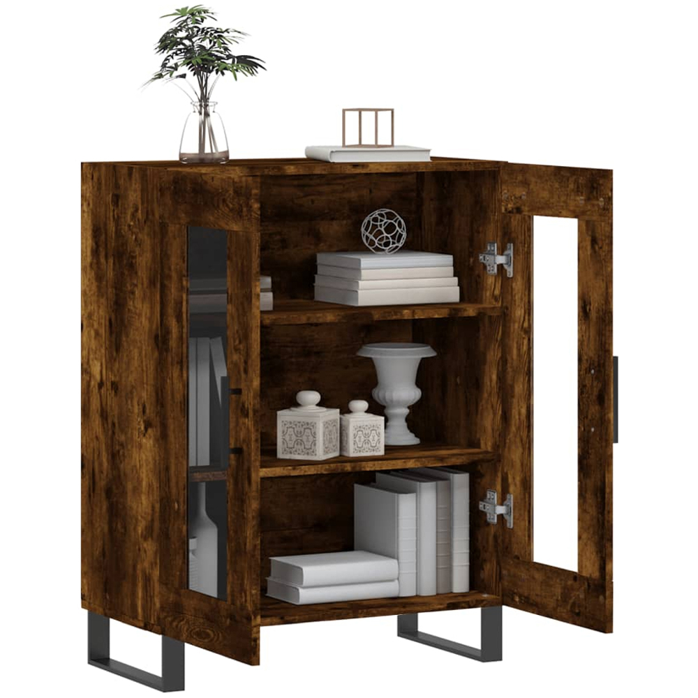 vidaXL 2 Glass Door Smoked Oak Sideboard Image 4
