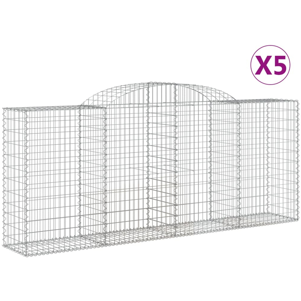 vidaXL Silver Galvanised Iron Arched Gabion Basket 300 x 50 x 120/140cm 5 Pack Image 2
