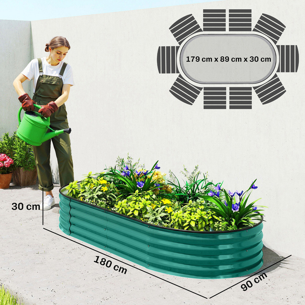 Outsunny Light Green Galvanised Raised Garden Bed  180 x 90 x 30cm Image 9