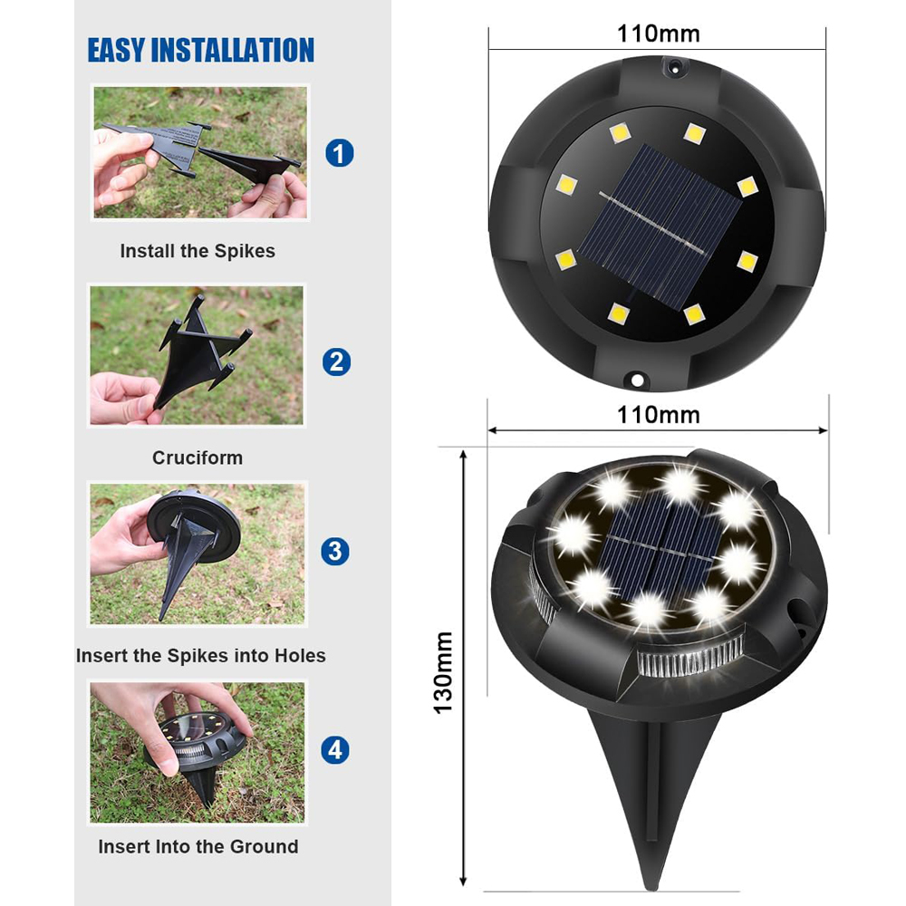 ExtraStar 4 Pack 6500K Solar Outdoor Garden Spotlight Image 6