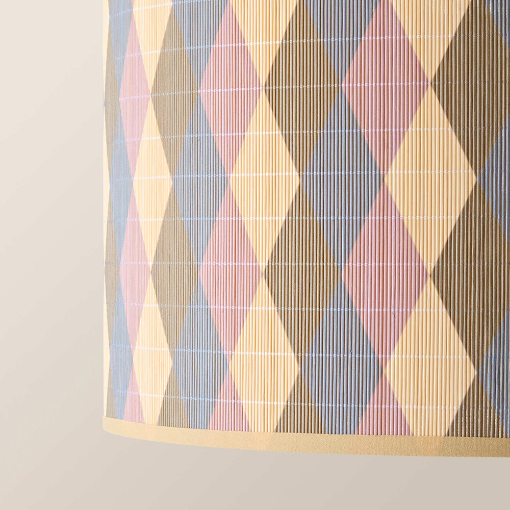 ValueLights Lori Diamond Print Bamboo Drum Easy Fit Ceiling Light Lamp Shade 45cm Image 4