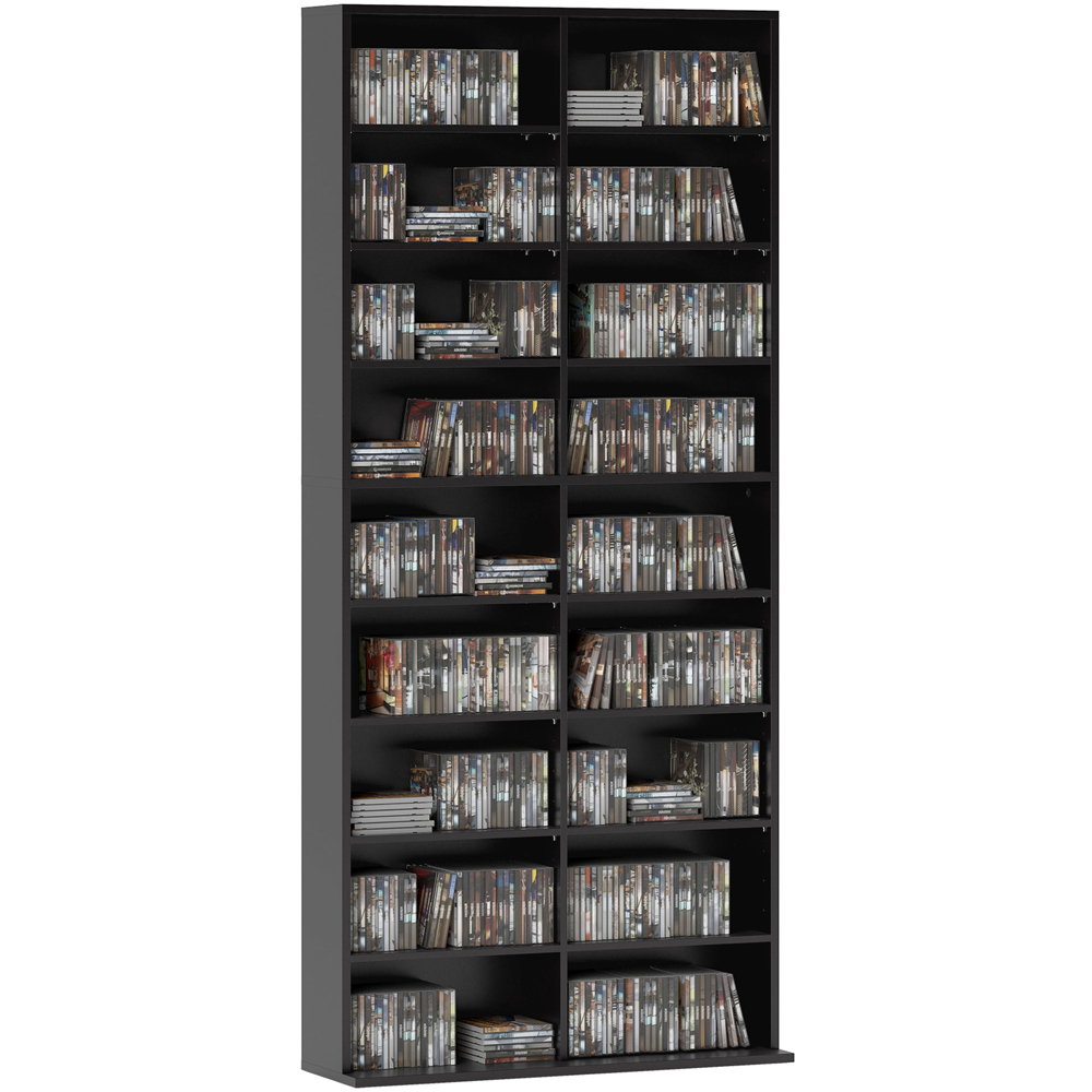 HOMCOM 18 Shelf Black DVD and CD Media Storage Unit Image 2
