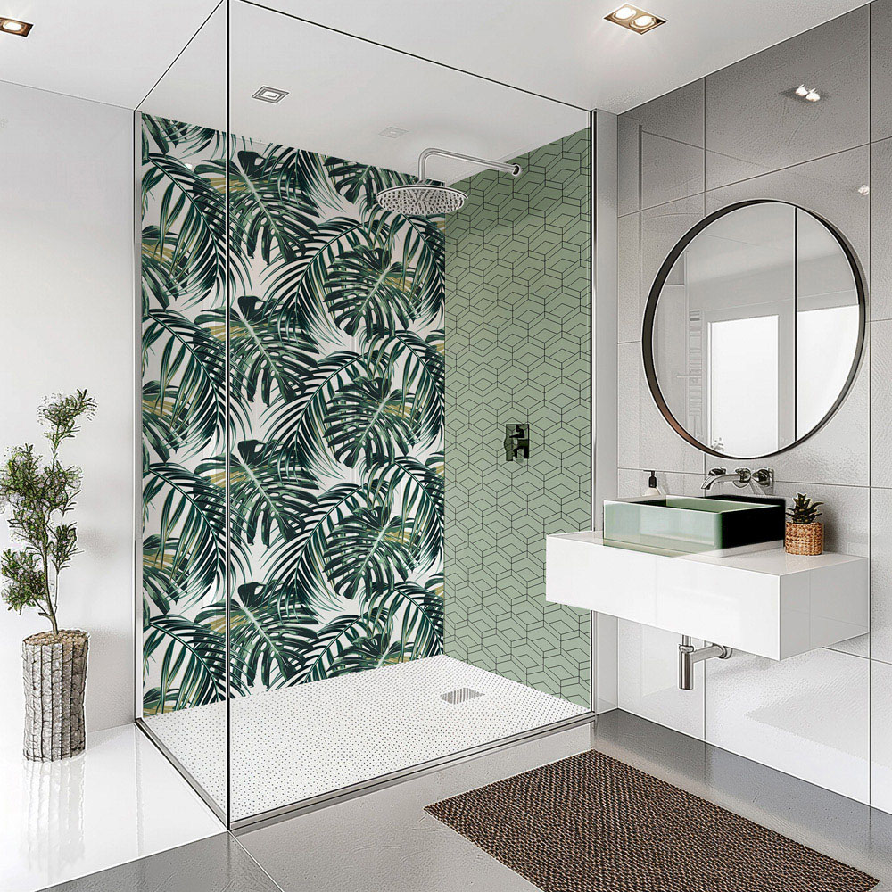 Splashbax Premium Artisan Elongated Hexagon Sage Green Acrylic Bathroom Wall Panel 2400 x 900mm Image 4