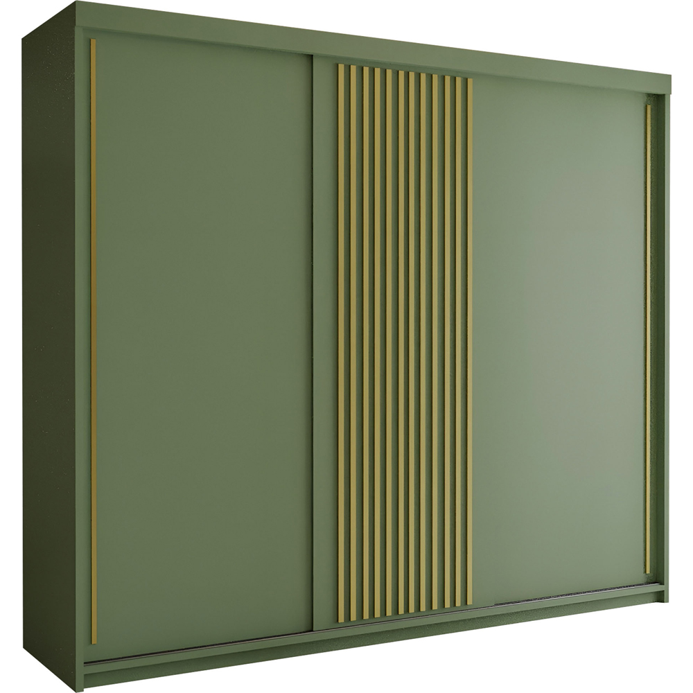 Sliding Wardrobes 4U Pesto 3 Door Green Sliding Wardrobe 250cm Image 2