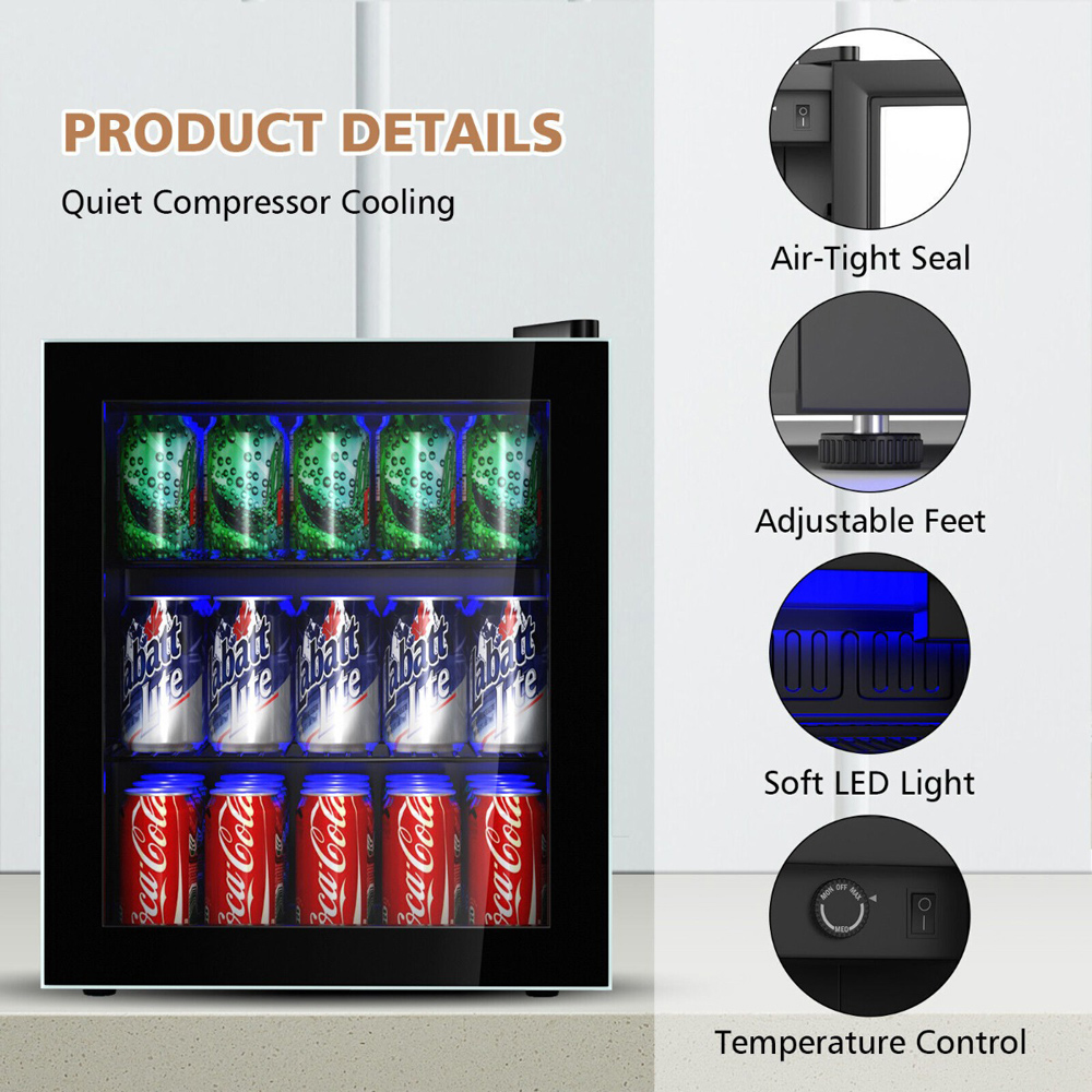 Costway Single Door Black Mini Fridge Beverage Cooler Refrigerator 46L Image 5