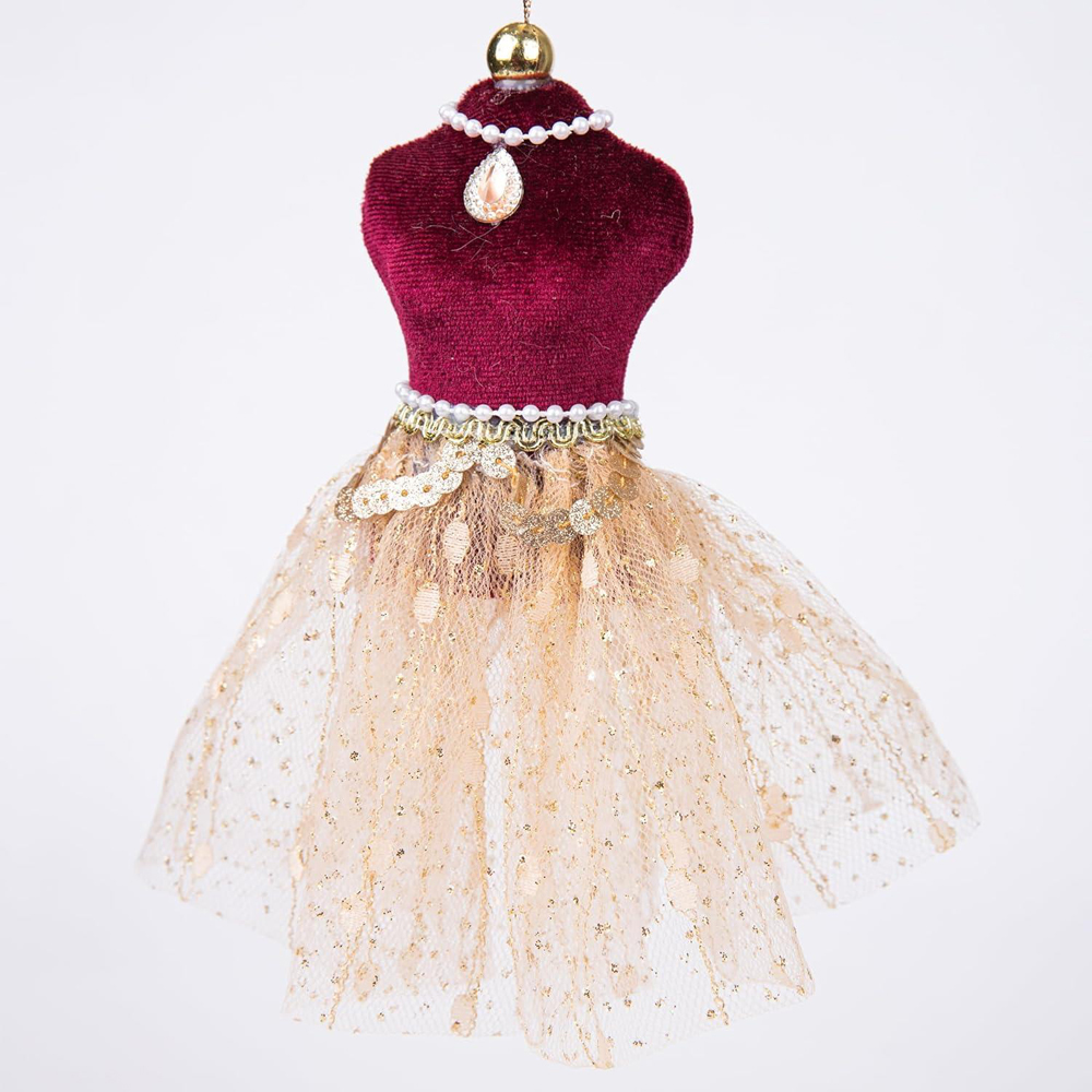 Shatchi Burgundy and Gold Ballerina Ornament Image 3
