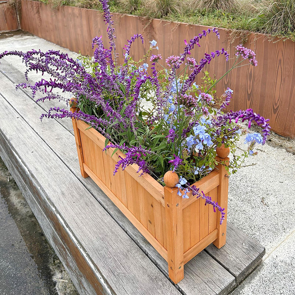 Gr8 Garden Brown Wooden Rectangular Raised Bed Trough Planter Image 5