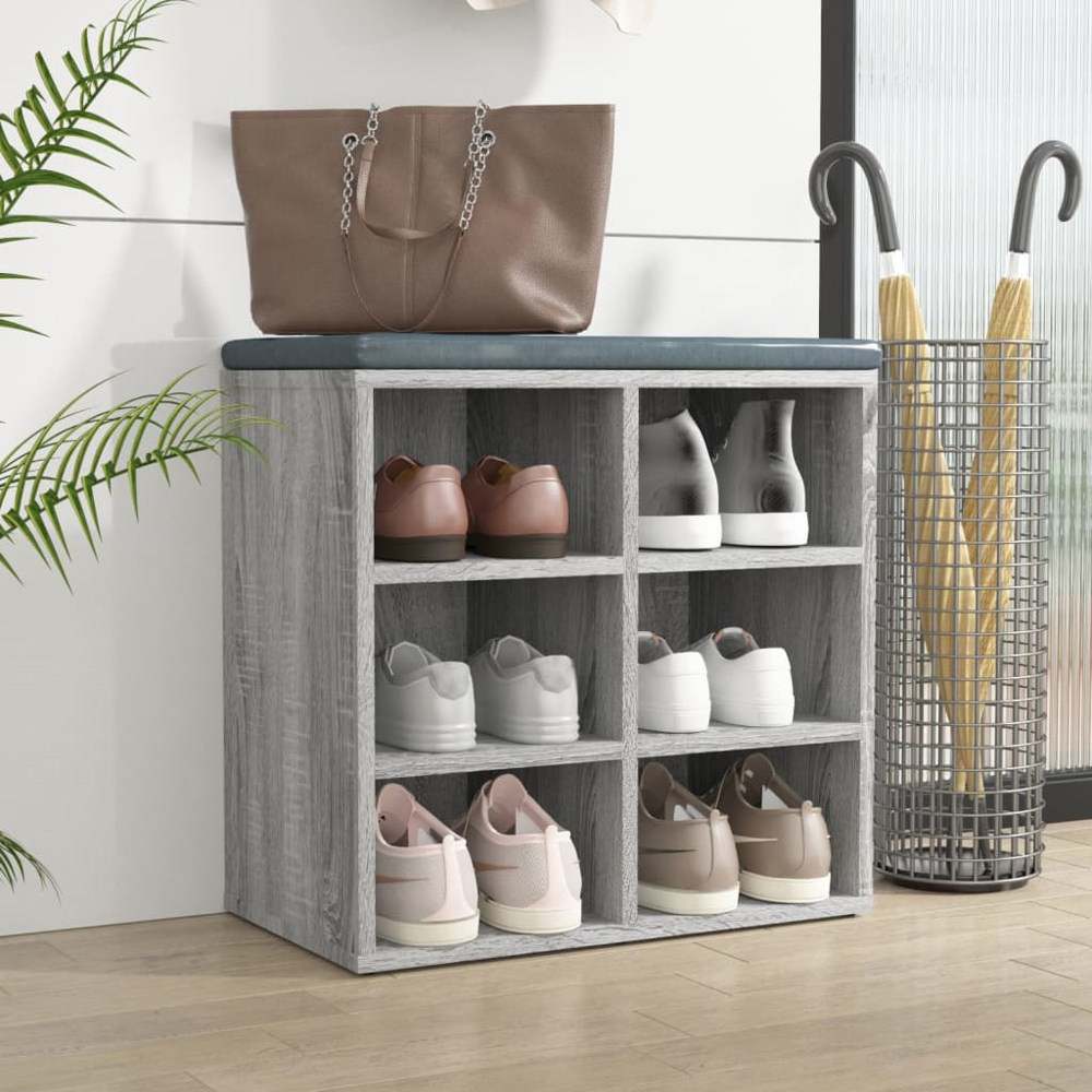 vidaXL 6 Open Shelf Grey Sonoma Shoe Storage Cabinet Image 7