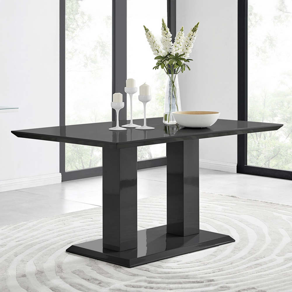 Furniturebox Molini Cesano 6 Seater Dining Set Black Gloss and Green Image 2