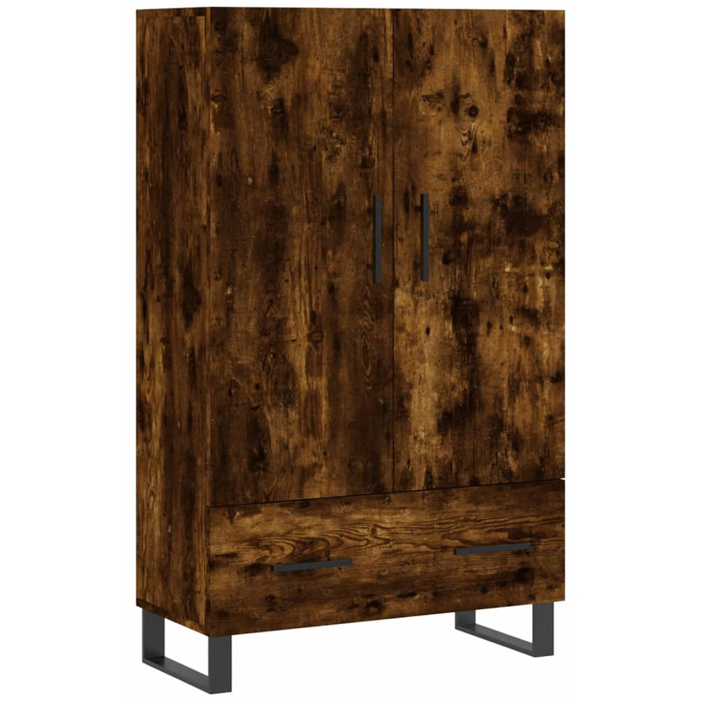 vidaXL 2 Door Single Drawer Smoked Oak Highboard Image 2