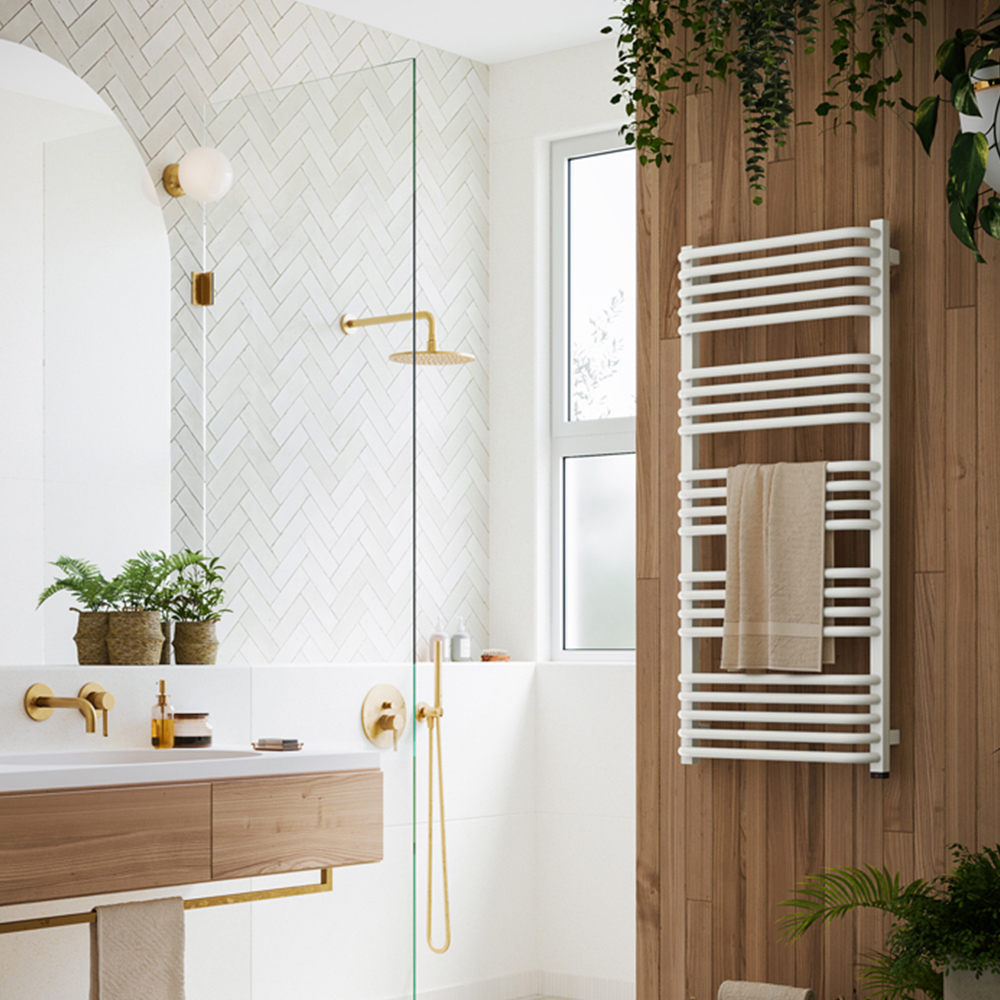 Terma Alex One 2046BTU White Electric Towel Rail 1140 x 500mm Image 2