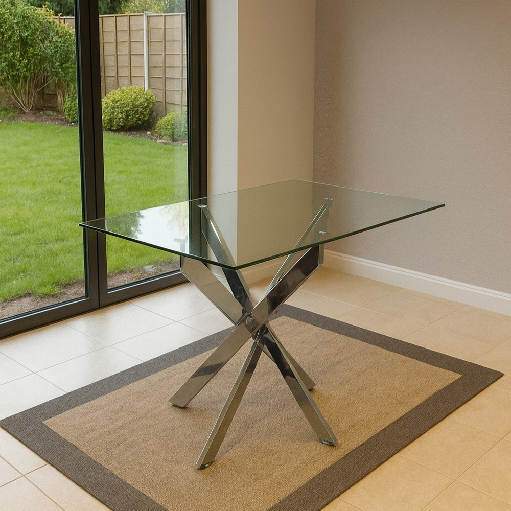 Portland Kosy Koala 4 Seater Modern Glass Dining Set Cream Image 3