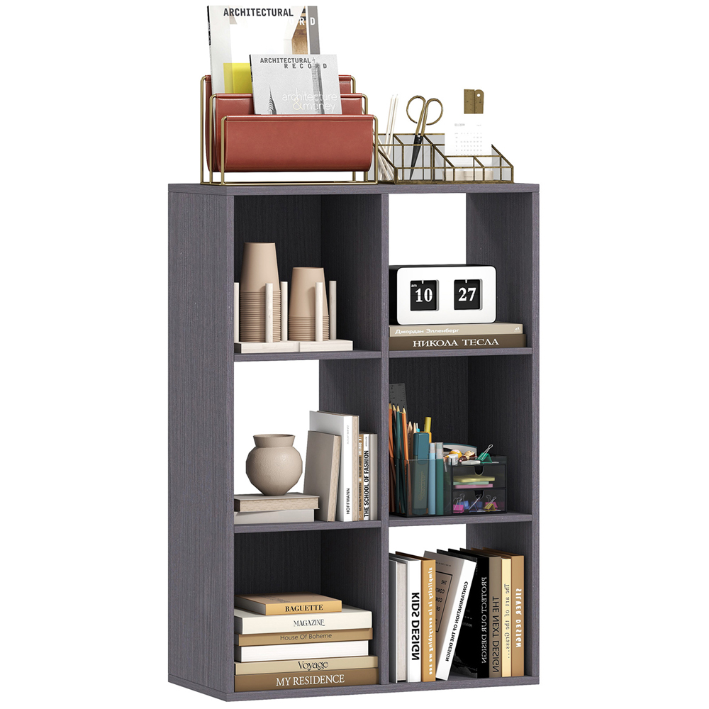 HOMCOM 6 Cube Grey Bookshelf Image 2