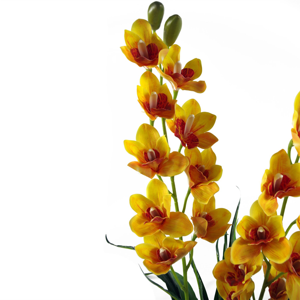 Leaf Extra Large Yellow Flower Cymbidium Orchid Artificial Plant 3ft Image 4
