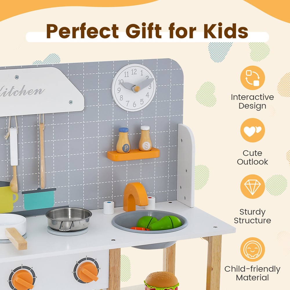 Costway Kids Kitchen Playset with Cookware Accessories Image 7