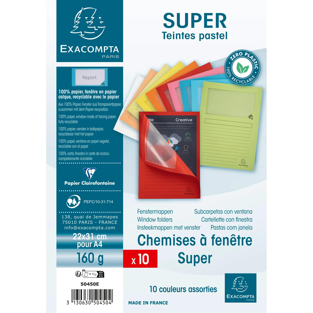 Exacompta Super Assorted Colours Window Folders 10 Pack Image 8