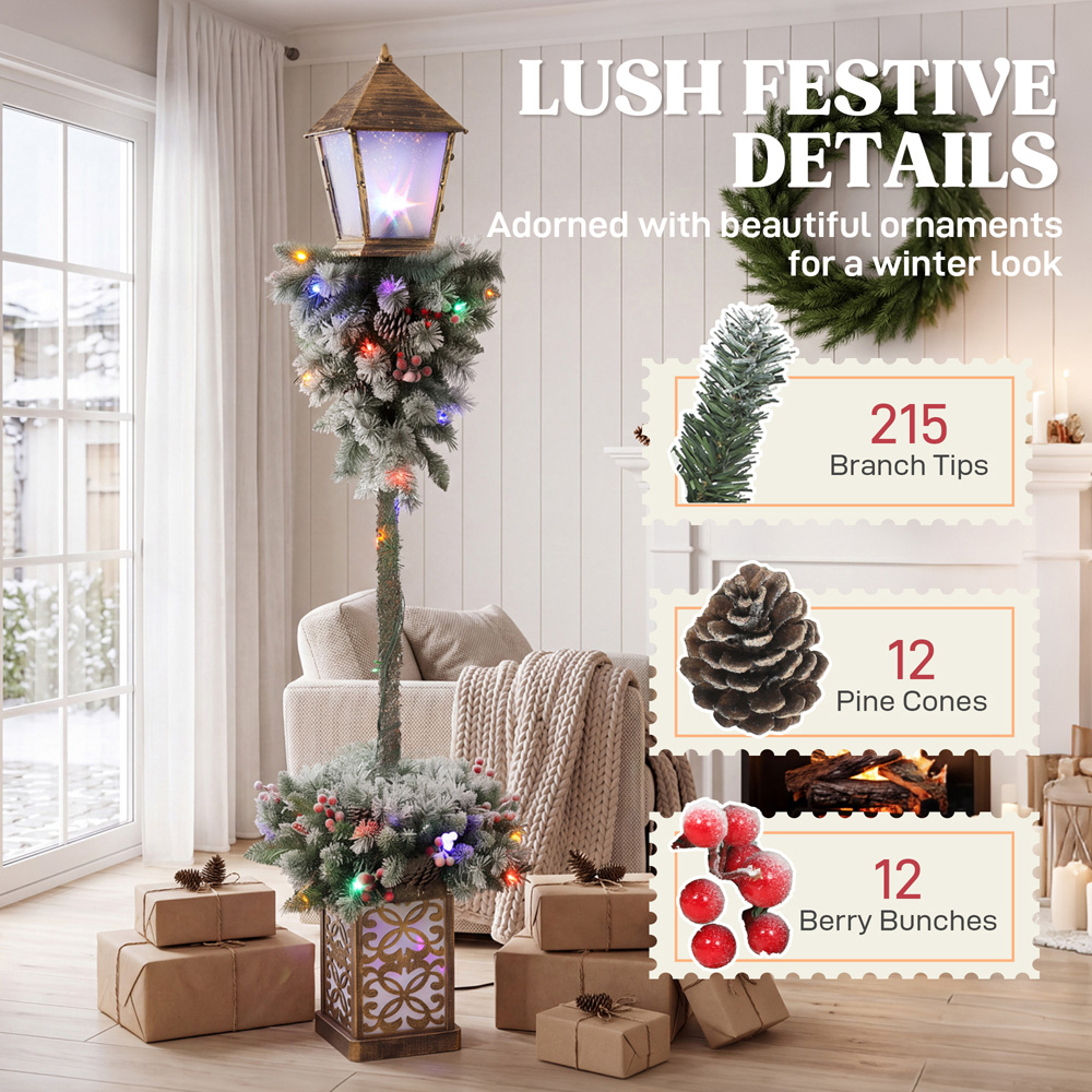 Outsunny 50 Multicolour LED Street Lamp Post Tree Outdoor Christmas Decoration 5ft Image 6