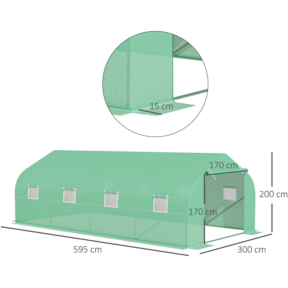 Outsunny Green Steel 10 x 20ft Walk In Polytunnel Greenhouse Image 8