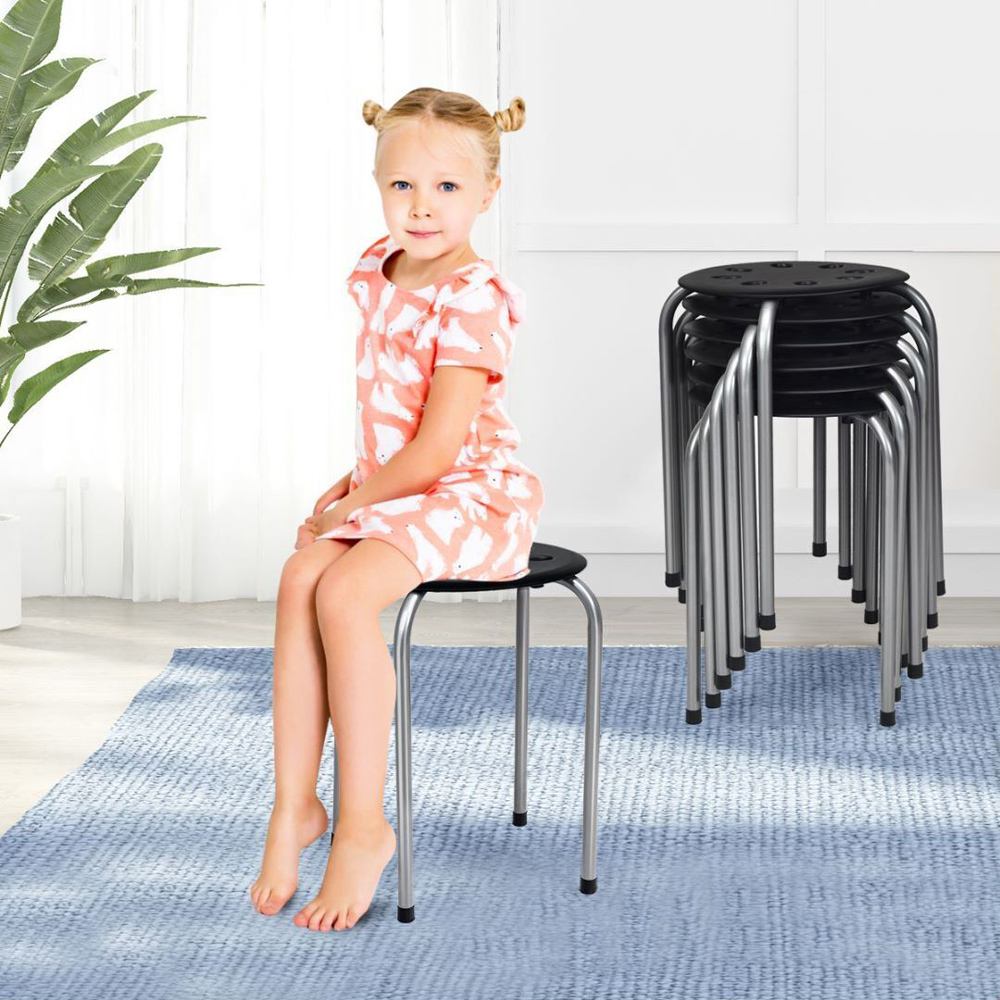 Costway Set of 6 Grey Stackable Dining Chairs Image 5