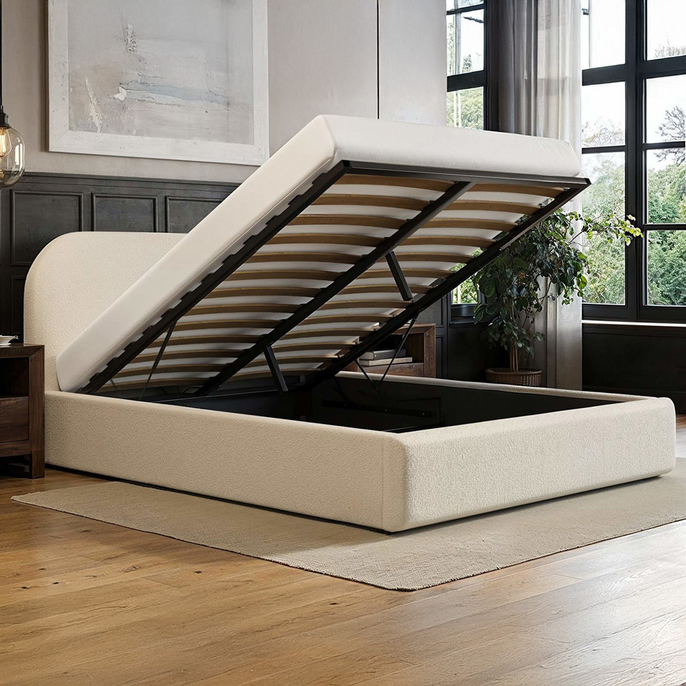 Flair Alba Double Cream Boucle Ottoman Bed Image 4