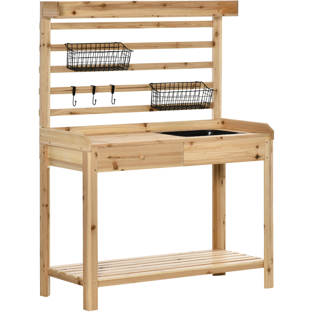 Outsunny Single Drawer Wooden Potting Table Image 1