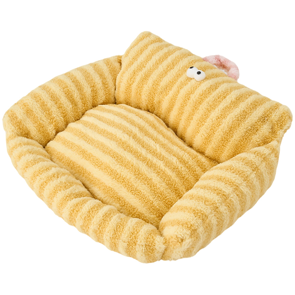 H&O Direct 62cm Yellow Soft Warm Stripe Pet Sofa Bed Image 2