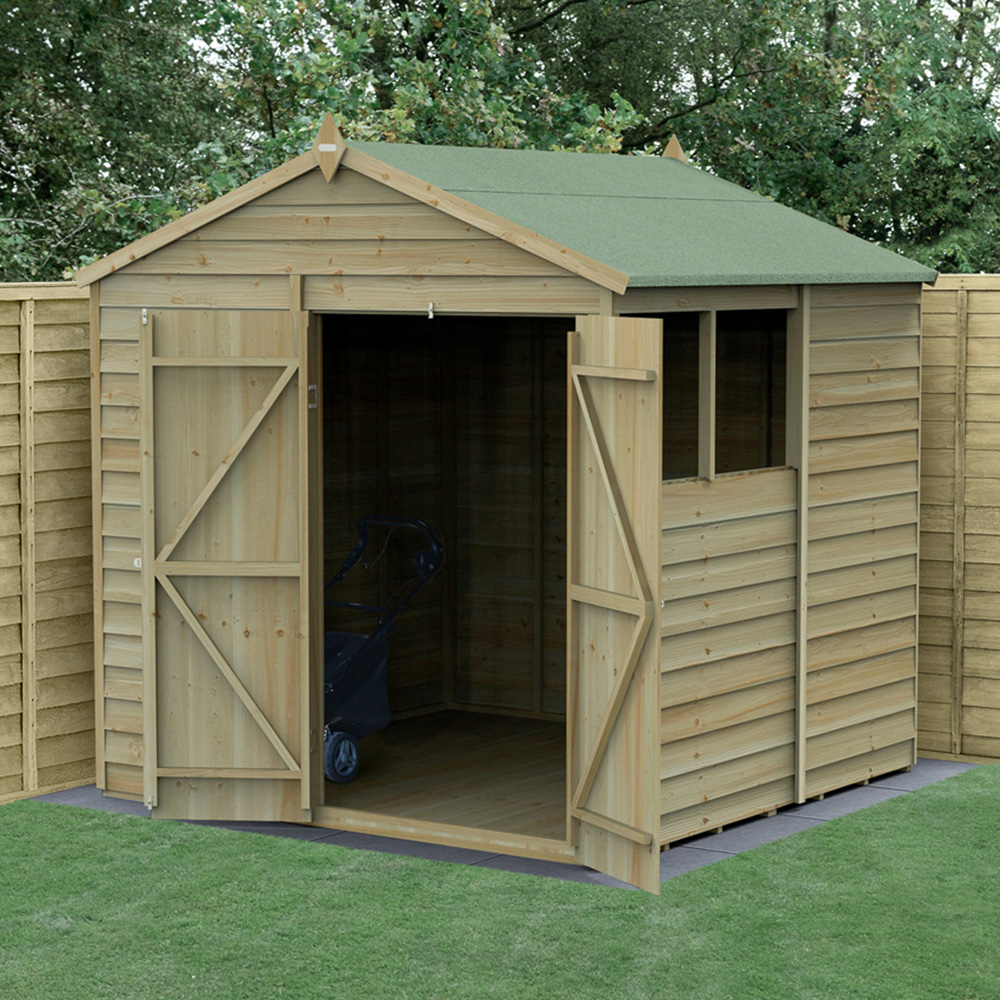 Forest Garden 4LIFE 7 x 7ft Double Door 2 Windows Apex Shed Image 2