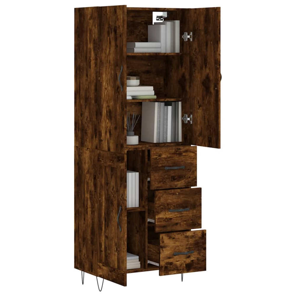 vidaXL 3 Door 3 Drawer Smoked Oak Highboard Image 3