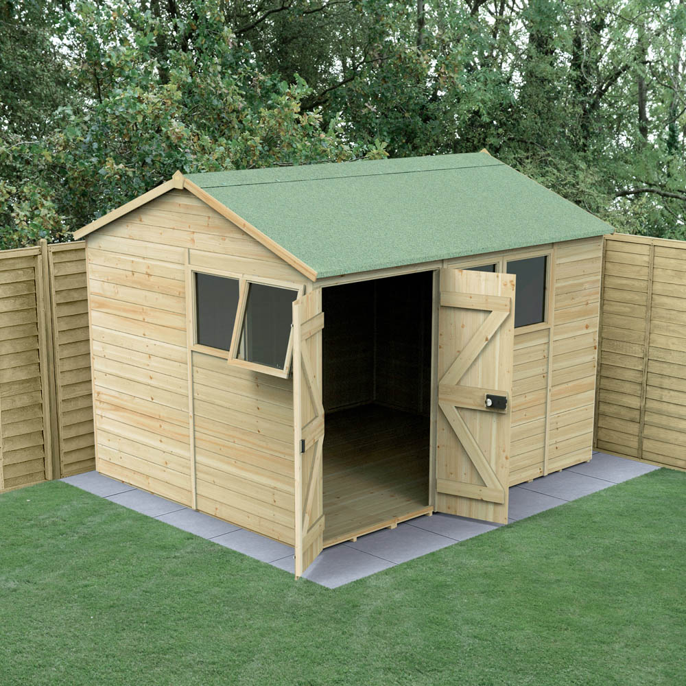 Forest Garden Timberdale 10 x 8ft Single Opening Tongue and Groove Reverse Apex Garden Shed Image 2