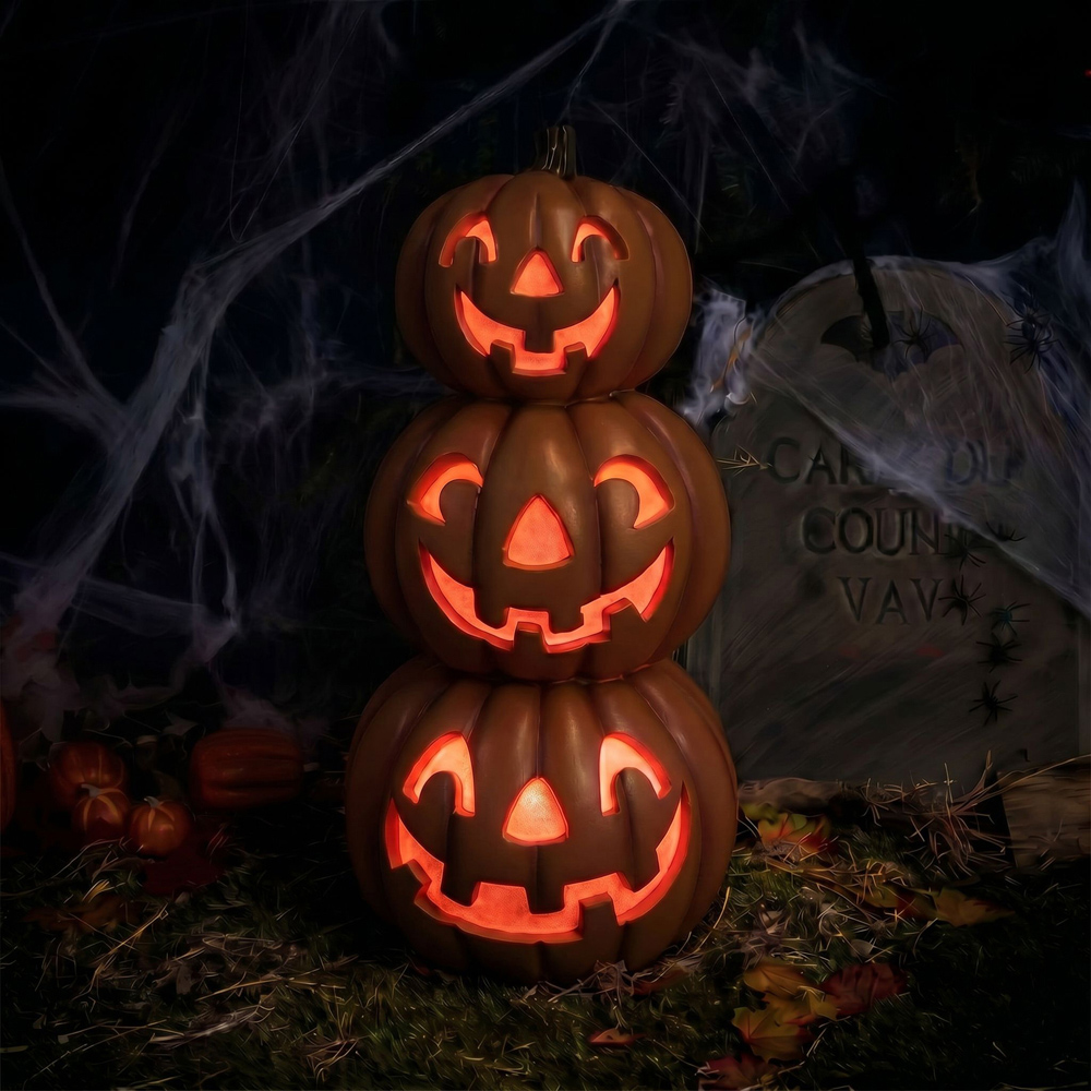 wilko Multicolour LED Halloween Stacked Smiling Pumpkins Ornament 2.6ft Image 8