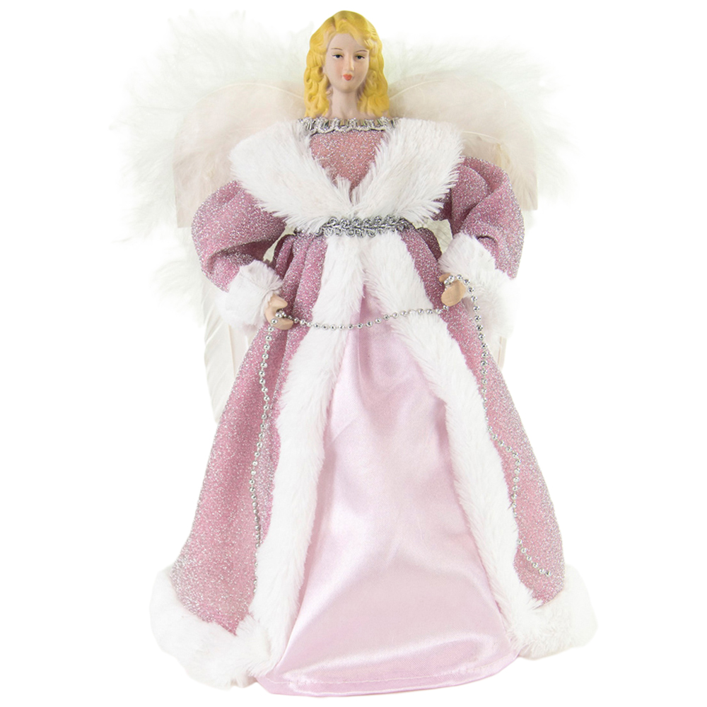 The Christmas Workshop Pink and White Tree Top Angel 30cm Image 1