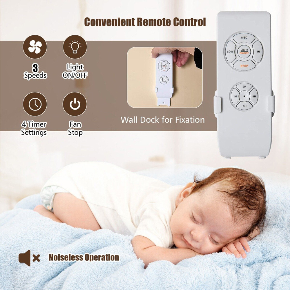 Costway Black Ceiling Fan with Light and Remote Control Image 7