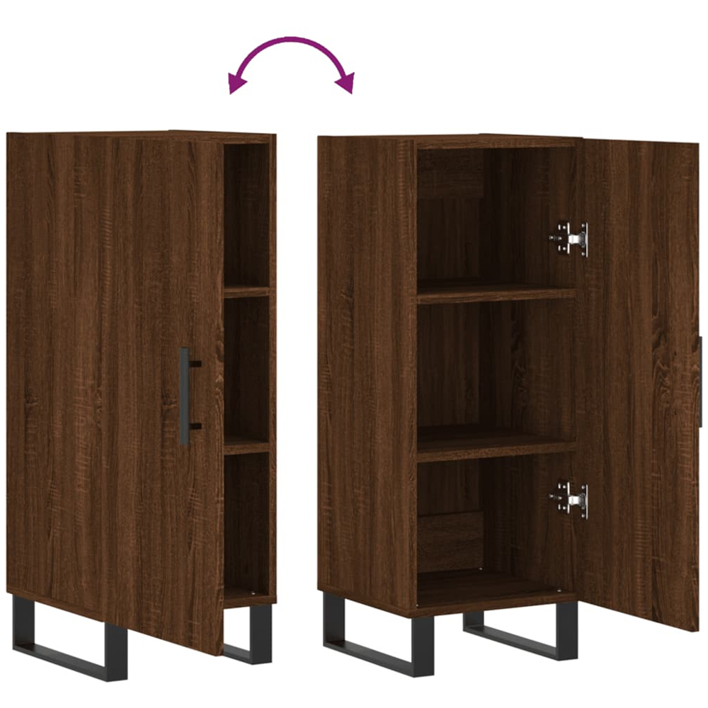 vidaXL Single Door Brown Oak Sideboard Image 9