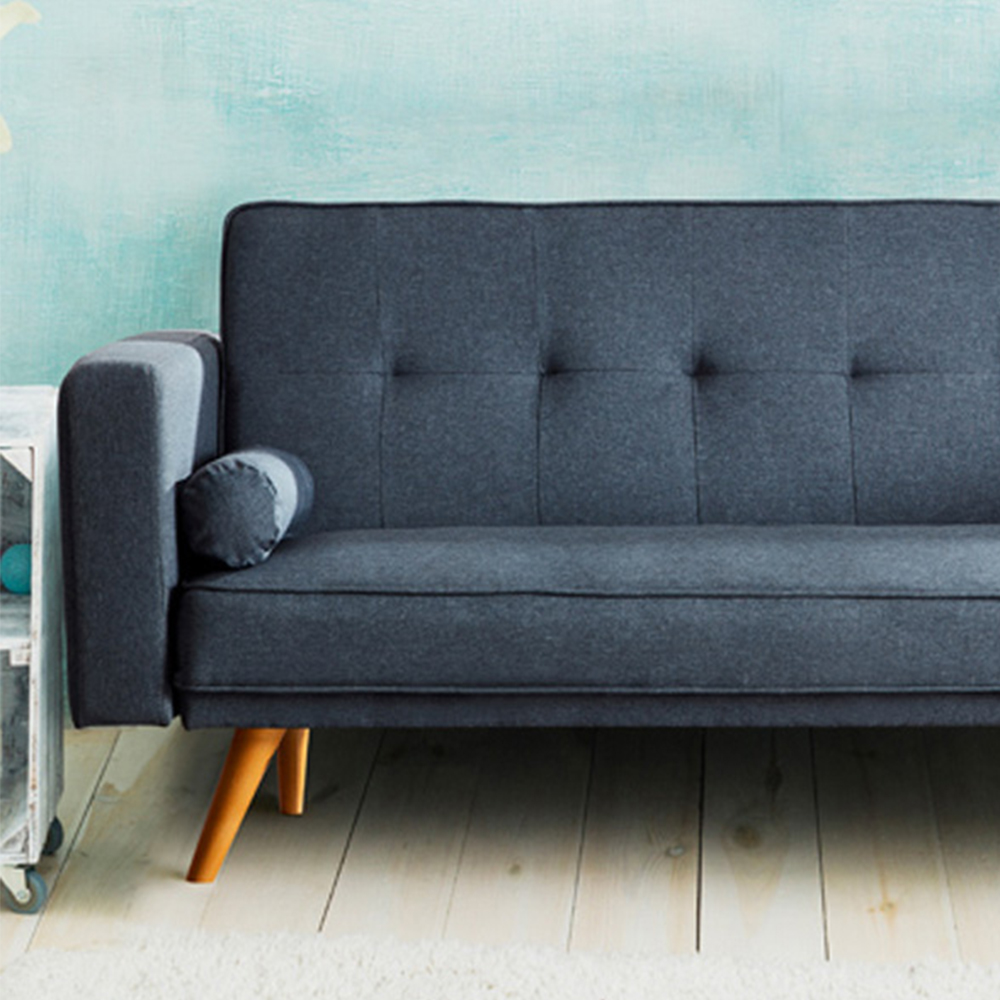 Brooklyn Grey Linen Upholstered Sofa Bed Image 2