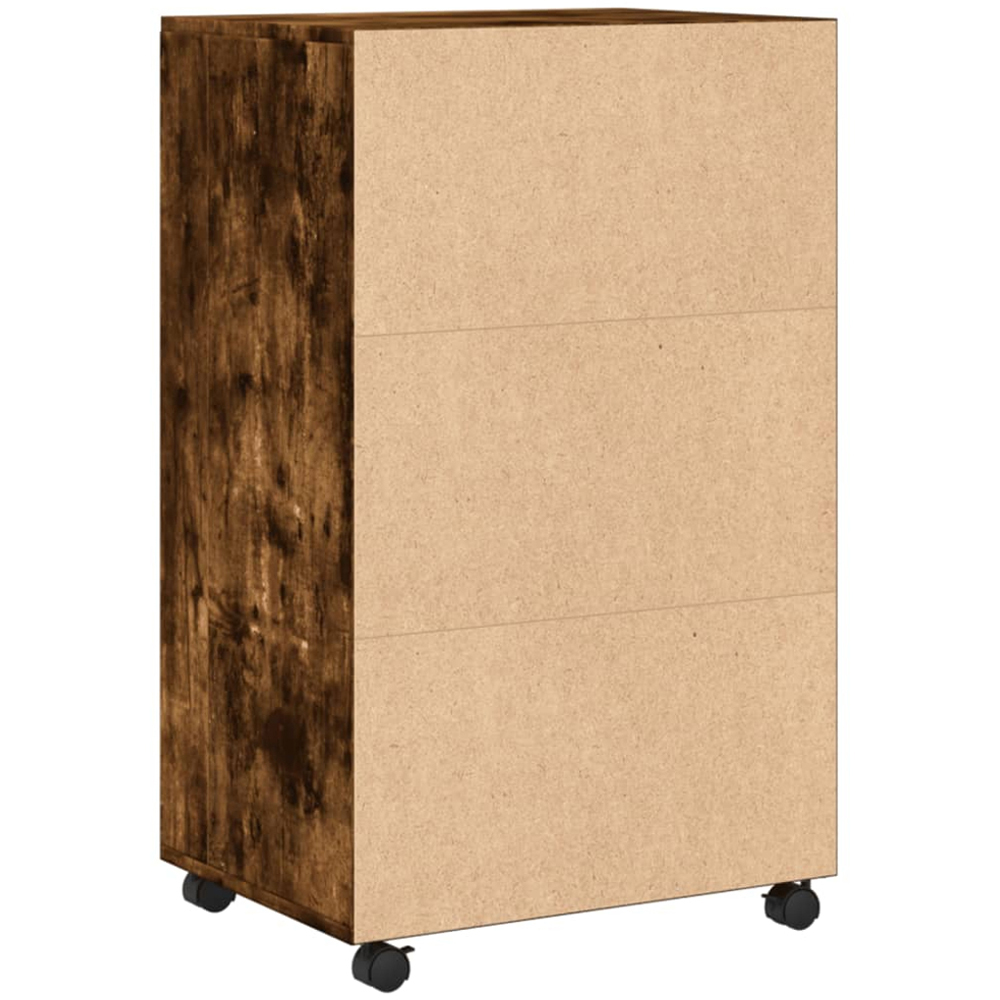 vidaXL 2 Door Single Open Shelf Smoked Oak Rolling Storage Cabinet Image 6