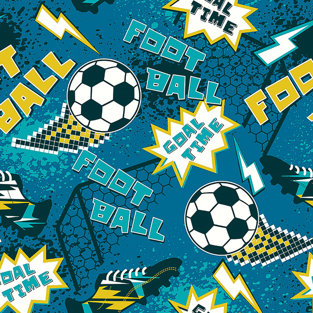 Origin Murals Graphic Pixel Footballs Teal Wall Mural Image 2