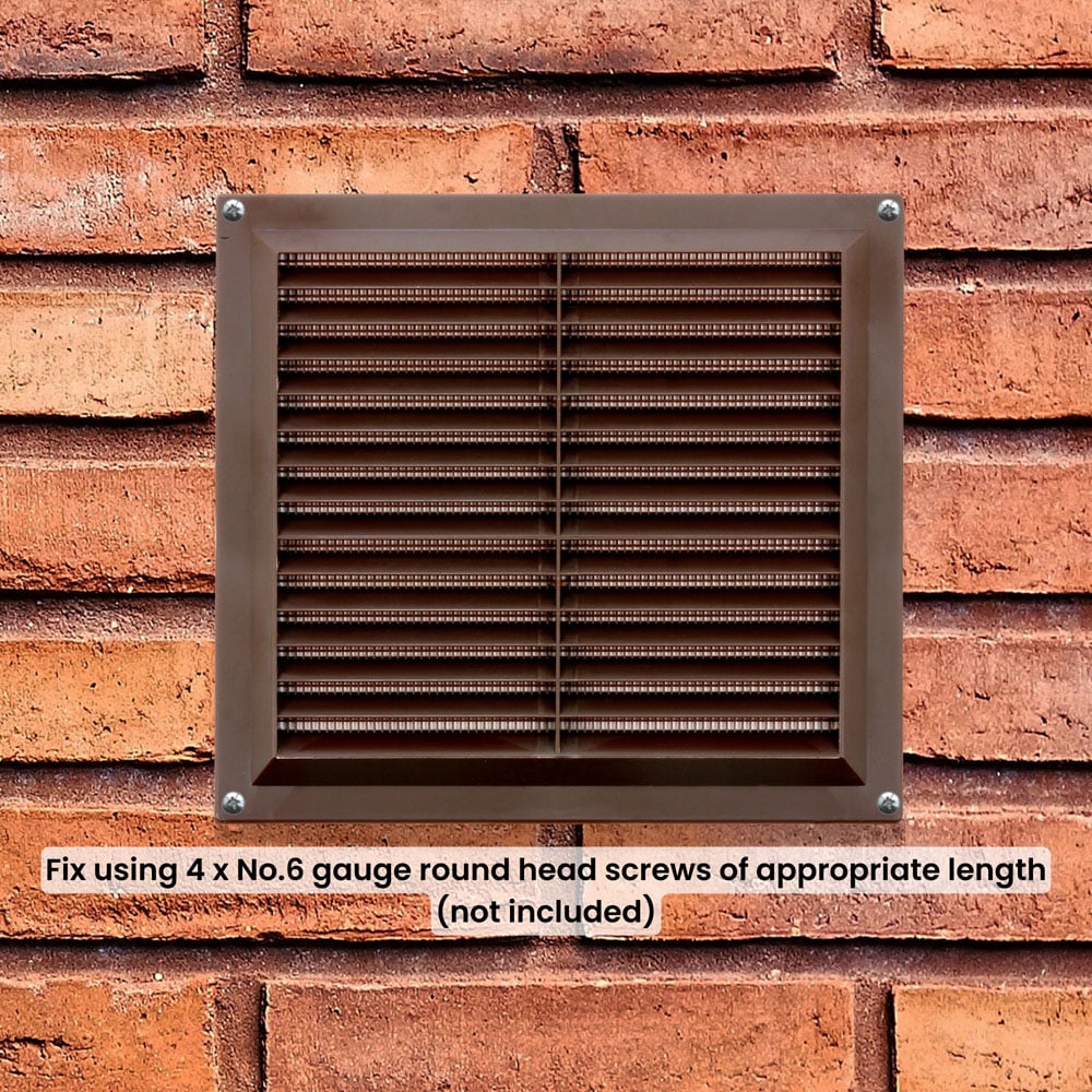 Select Brown Louvre Air Vent with Flyscreen Cover 9 x 9 inch Image 2